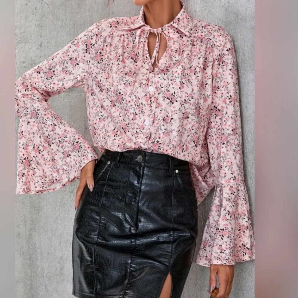 Boho Pink Floral Blouse XL NWOT - Picture 5 of 8
